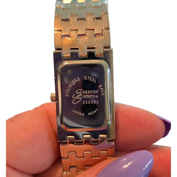 Suzanne Somers Vintage Silver Watch W/ Pave Crystals & Mother of Pearl Face - Picture 3 of 11